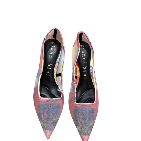 Gianni Bini Iridescent Mesh Pumps with Sculptural Chrome Heel NWT | Size 7.5M - Picture 2 of 8